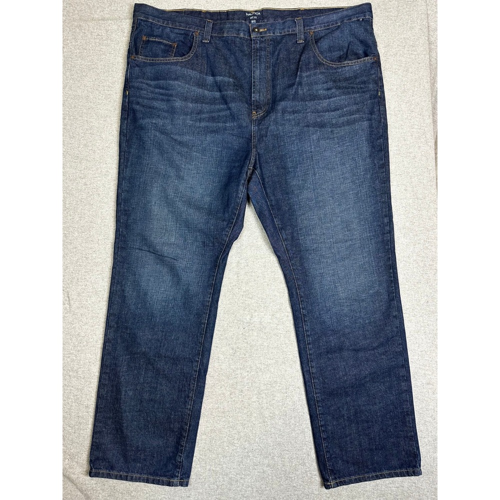 NEW Nautica Jeans Men 48x32 Blue Dark Indigo Wash Straight Leg Denim Pants